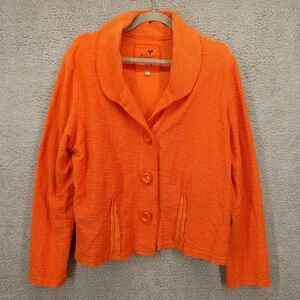 Produce Company Vintage Large Orange Cotton Blend‎ Blazer Jacket Made in USA